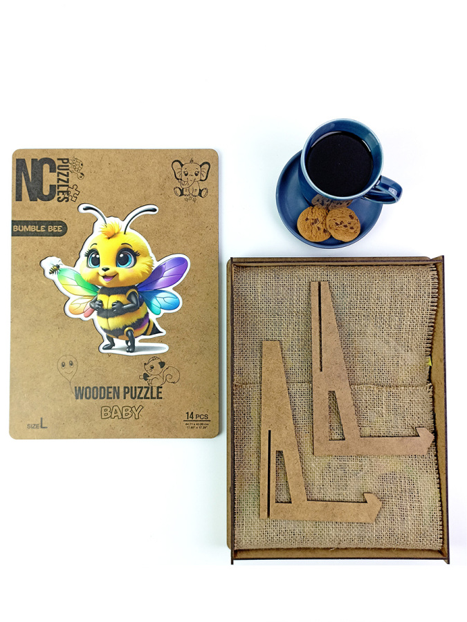 Bumble Bee, 14 Parça Ahşap Yapboz Bul Tak Puzzle - 5