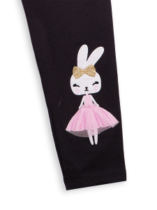Bunny Appliqued Girl T-shirt Leggings Set - 2