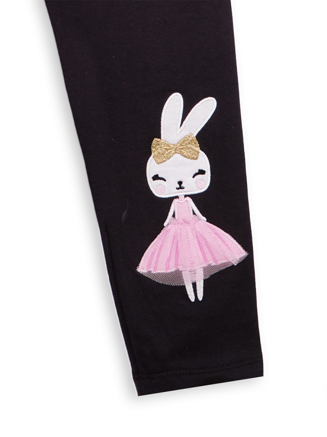 Bunny Appliqued Girl T-shirt Leggings Set - 2