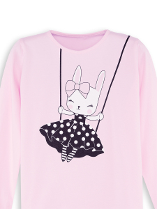 Bunny Appliqued Girl T-shirt Leggings Set - 5