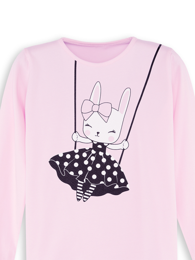 Bunny Appliqued Girl T-shirt Leggings Set - 5