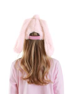 Bunny Ear Girl Pink Plush Cap - 2