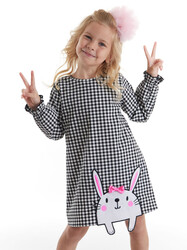 Bunny Plaid Girl Dress - Thumbnail