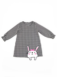 Bunny Plaid Girl Dress - Thumbnail