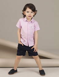 Button-Front Pink Boy Shirt - Thumbnail