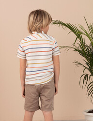 Button-Front Striped Boy Shirt - Thumbnail