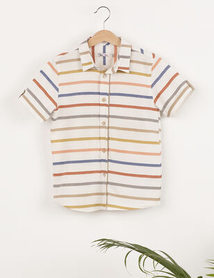 Button-Front Striped Boy Shirt