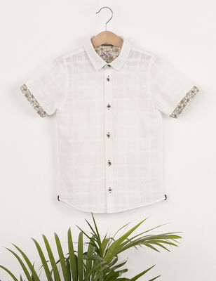 Button-Front White Boy Shirt