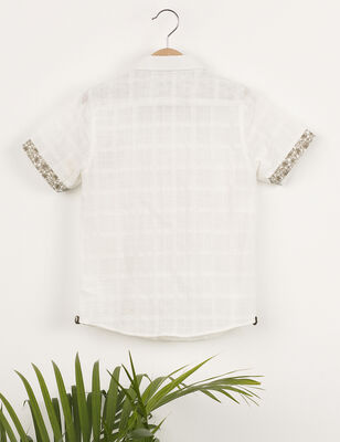 Button-Front White Boy Shirt