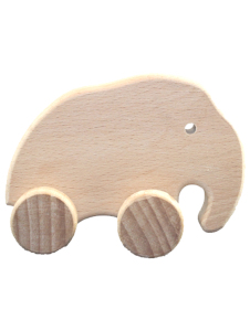 Çalışkan Fil Boyasız Ahşap Hayvan Figürü, Masif Kayın, 18 Ay+ - CwwToys