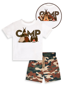 Erkek Çocuk Takım Kamp Baskılı İnteraktif T-Shirt Şort İkili Takım Yazlık 2-8 Yaş - 4