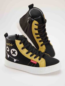 Canavar Erkek Çocuk Siyah Sneakers Spor Ayakkabı - Denokids