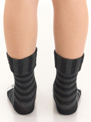 Canavar Gri Erkek Çocuk 2li Soket Çorap Takım