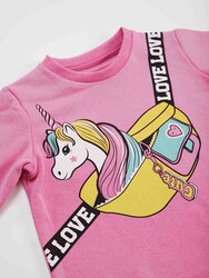 Çantada Unicorn Kız Çocuk Elbise - Thumbnail