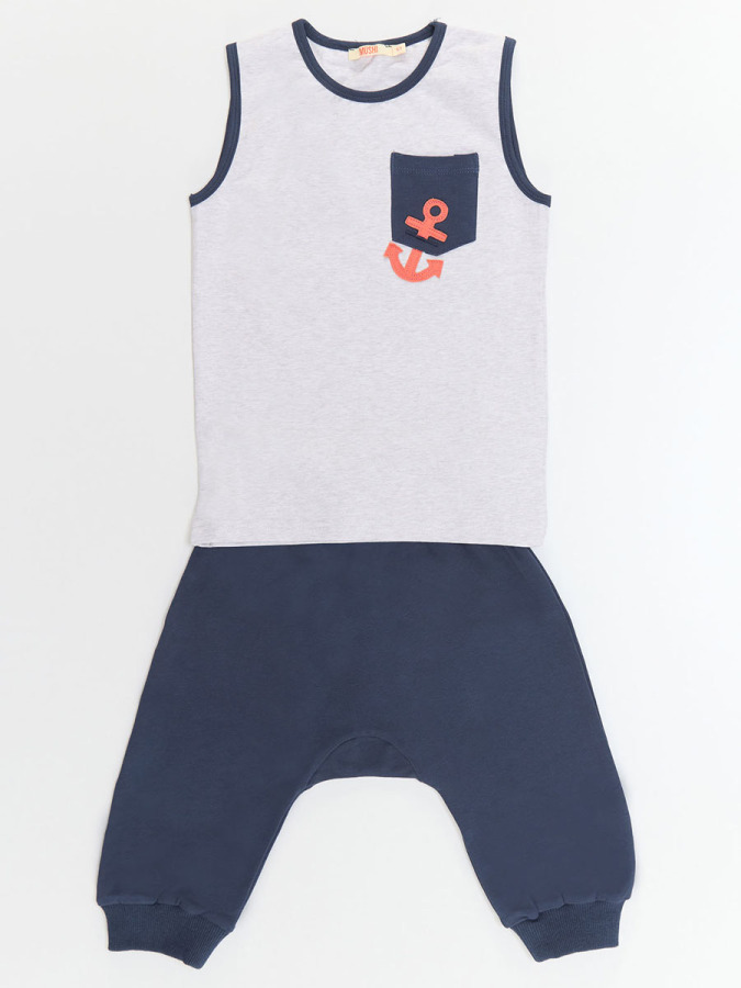 Çapalı Erkek Çocuk T-shirt Kapri Şort Takım - 2