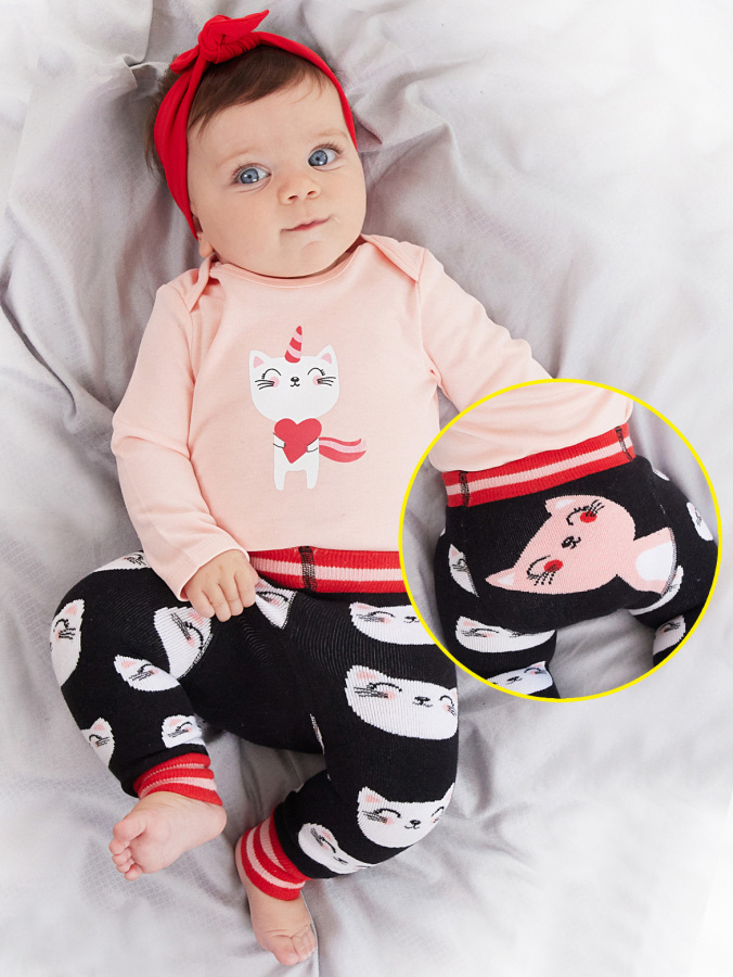 Cat Baby Girl Leggings+Bodysuit Set - 1