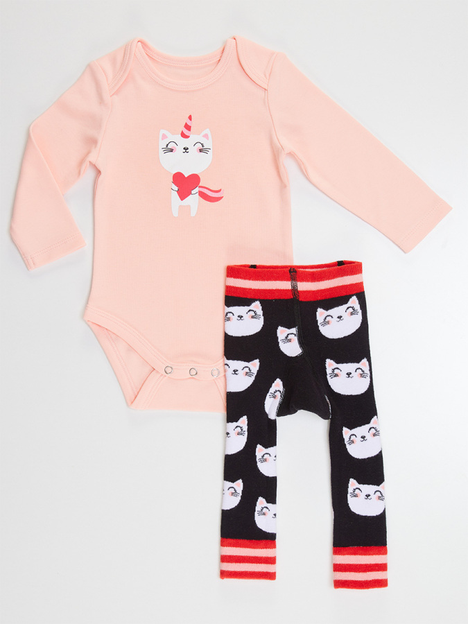 Cat Baby Girl Leggings+Bodysuit Set - 4