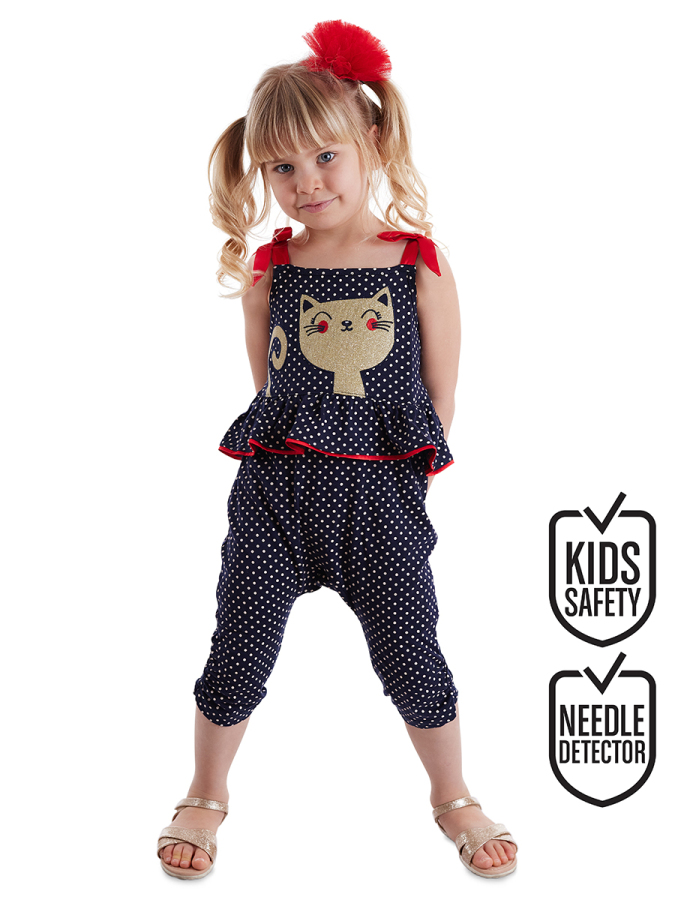 Cat Dotted Girl Overall - 1