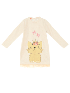 Cat Dream Kedi Altın Dore İpli Parlak Kız Çocuk Elbise - 3