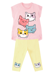 Cat Friends Girl T-shirt&Leggings Set - 4