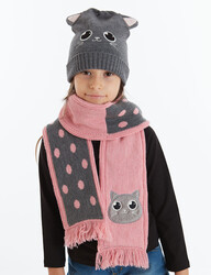 Cat Girl Knitted Hat&Scarf - Thumbnail