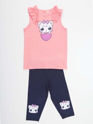 Cat Heart Girl T-shirt&Leggings Set - Thumbnail