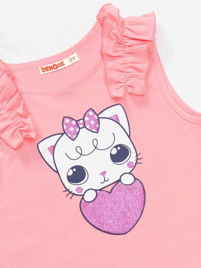 Cat Heart Girl T-shirt&Leggings Set - 5