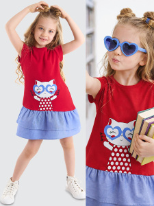 Cat Red Girl Dress - Denokids