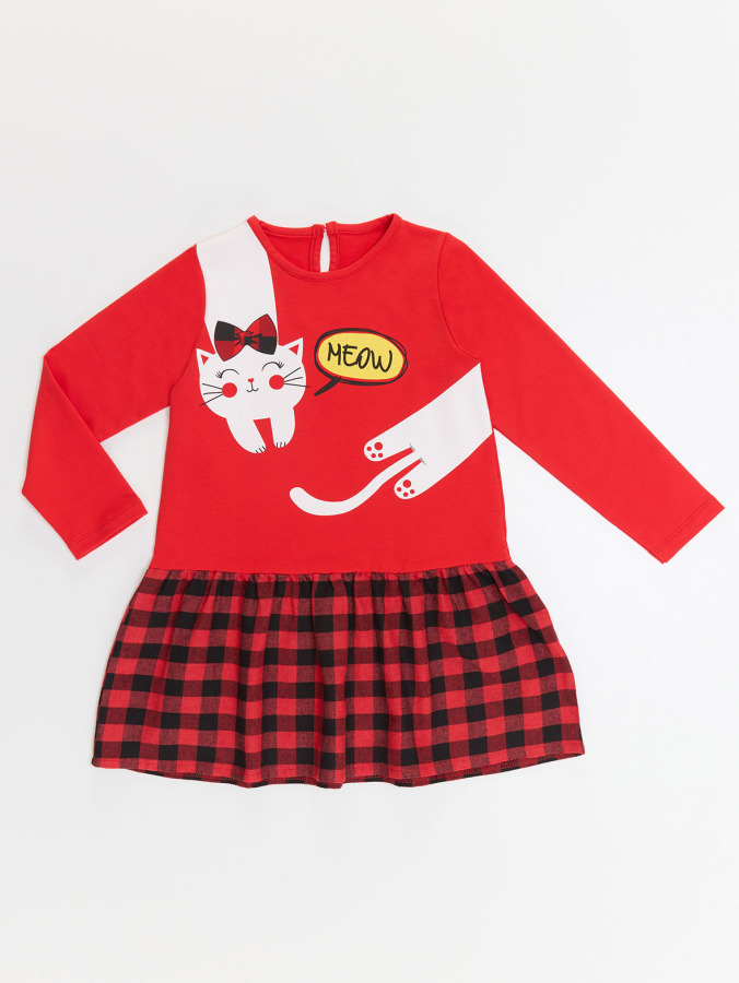 Cat Red&Checked Girl Dress - 3
