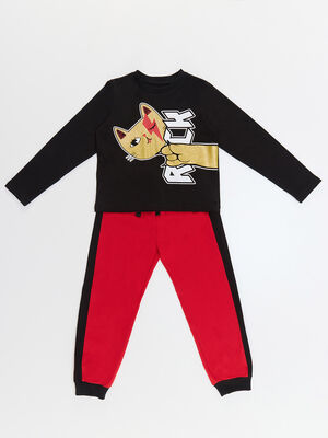 Cat Rock Girl T-shirt&Pants Set