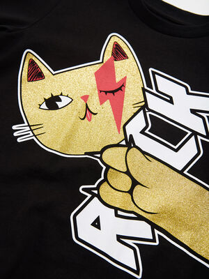 Cat Rock Girl T-shirt&Pants Set