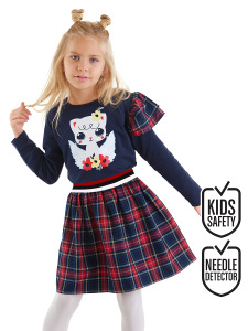 Cat Wings Girl Navy Blue Dress - Denokids