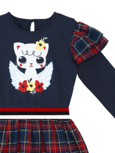 Cat Wings Girl Navy Blue Dress - 6