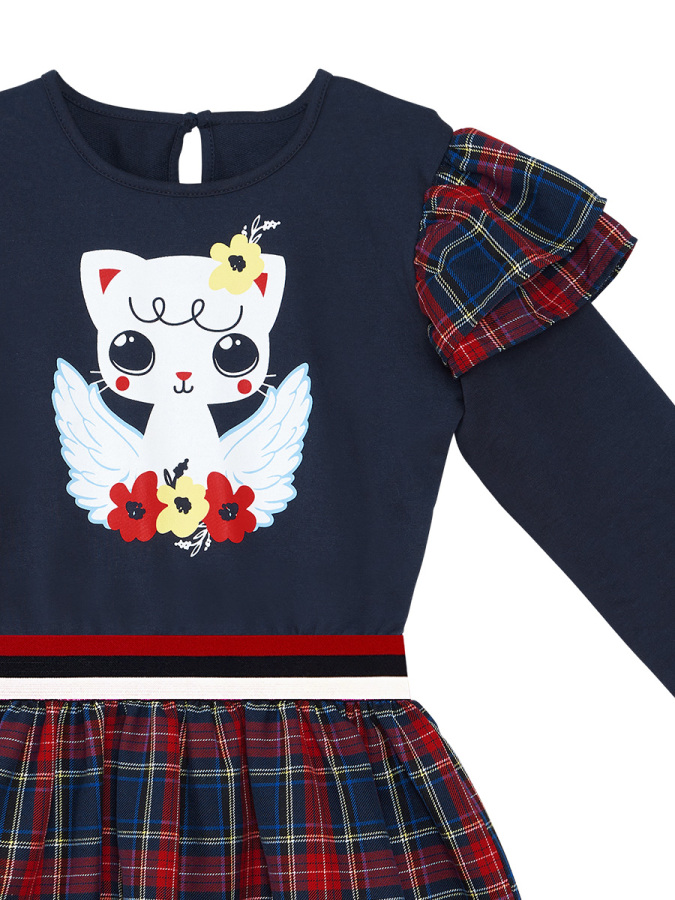 Cat Wings Girl Navy Blue Dress - 6
