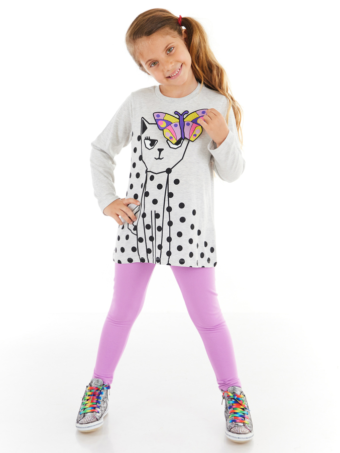 Cat&Butterfly Girl T-shirt&Leggings Set - 1