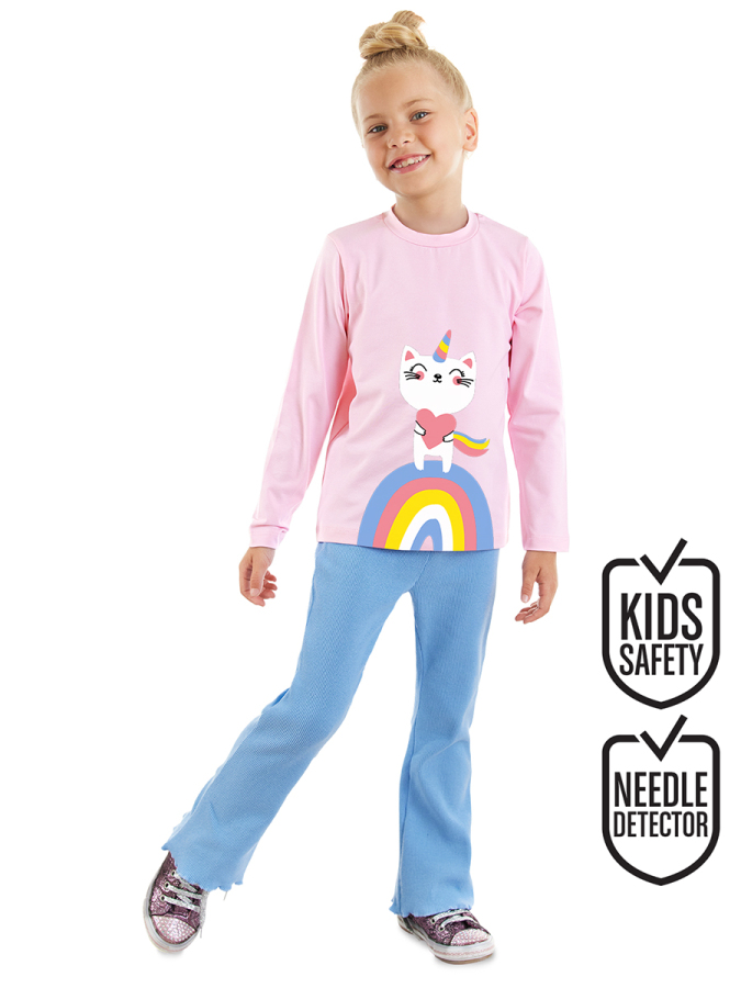 Catcorn Girl T-shirt Rib Flare Leggings Set - 1