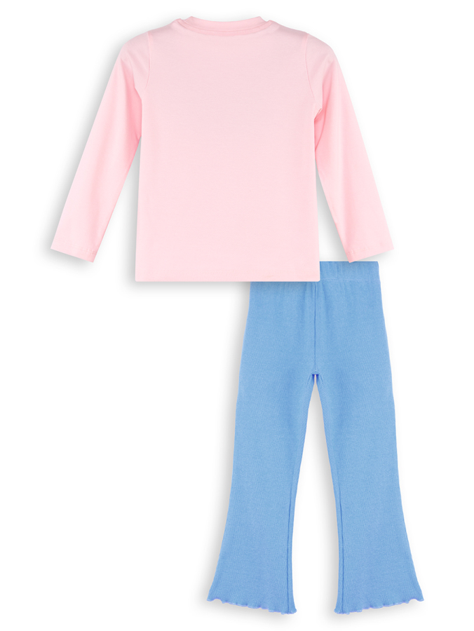 Catcorn Girl T-shirt Rib Flare Leggings Set - 4