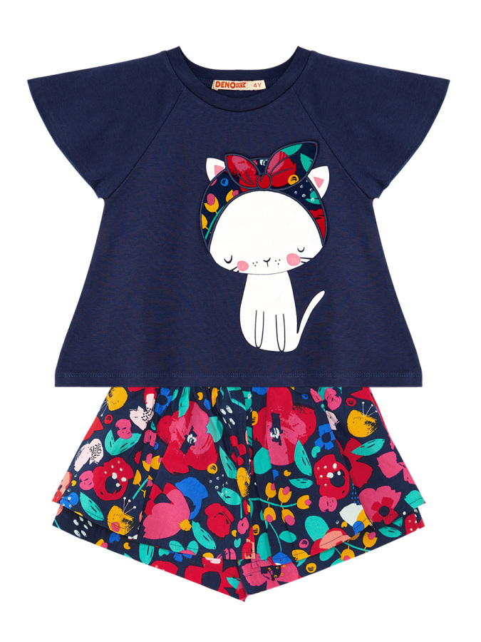 Cat&Flowers Girl Shorts Set - 3
