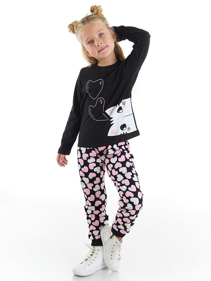 Cat&Hearts Girl T-shirt&Pants Set - 1