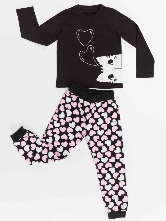 Cat&Hearts Girl T-shirt&Pants Set - 3