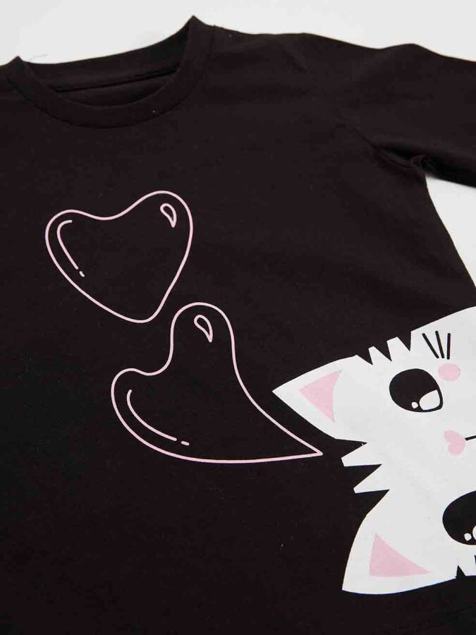Cat&Hearts Girl T-shirt&Pants Set - 5