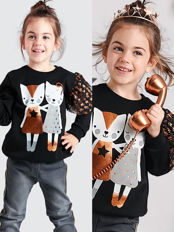 Cats Black Girl Sweatshirt - 1