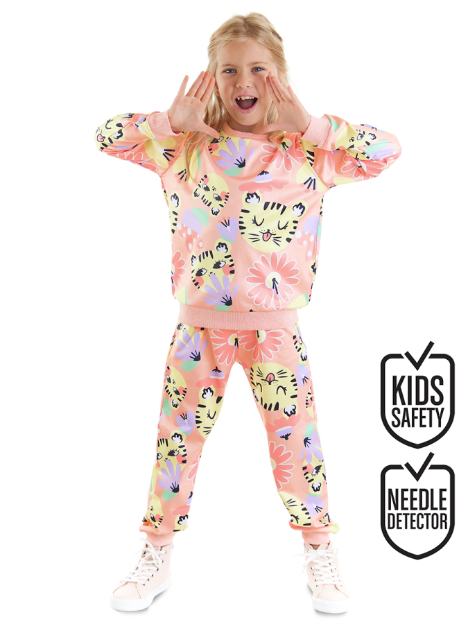 Cats&Flowers Girl Pink Tracksuit - 1