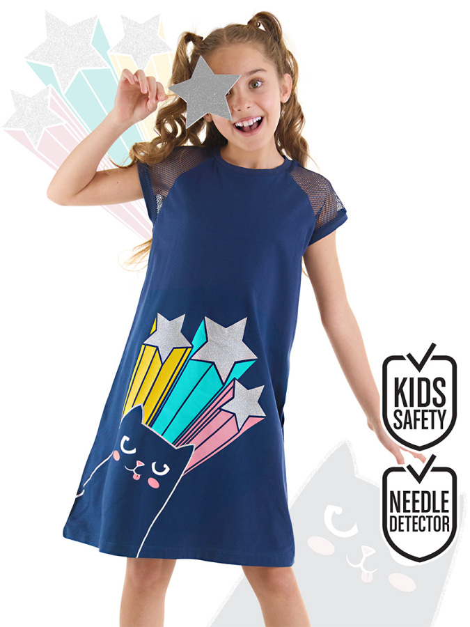 Cat&Stars Girl Navy Blue Dress - 1