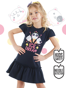 Ice Cream Girl Navy Dress - Denokids