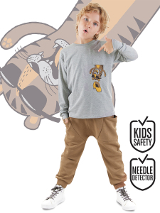 Cepte Kaplan Erkek Çocuk T-shirt Eşofman Altı Takım - Denokids