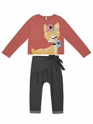 Ceylan Kız Çocuk T-shirt Pantolon Takım - Thumbnail