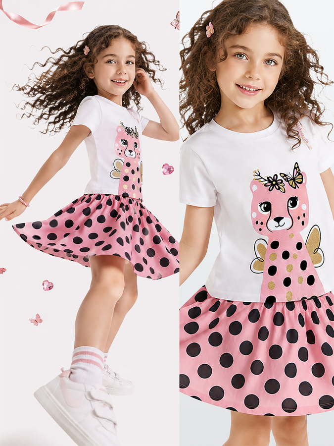 Cheetah Girl T-shirt&Skirt Set - 1