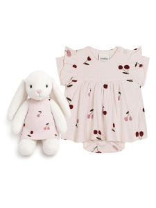 Cherry Blossom Dream Elbiseli Beyaz Tavşan Set - Velvet Bunny