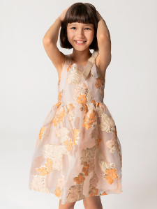 Çiçek Kabartmalı Simli Askılı Kız Çocuk Elbise - 2